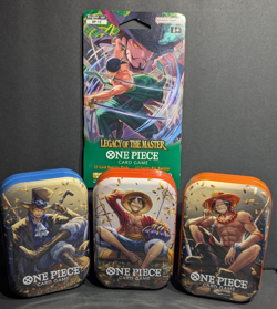 NEW One Piece Mini Tin Pack Lot (3) Vol.2 – Ace,Sabo,Luffy + Bonus Booster Pack - Image 1