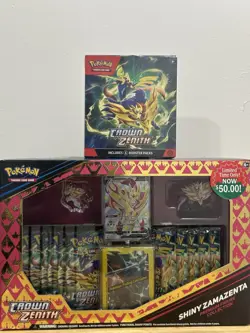 Pokemon Crown Zenith Shiny Zamazenta Premium Figure Collection & Booster Bundle - Image 1