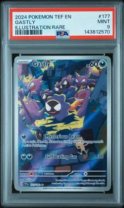 2024 POKEMON TEF EN-TEMPORAL FORCES ILLUSTRATION RARE #177 GASTLY PSA 9 - Image 1