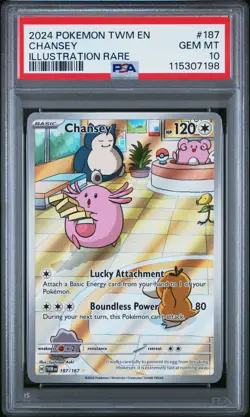 2024 POKEMON TWM EN-TWILIGHT MASQUERADE ILLUSTRATION RARE #187 CHANSEY PSA 10 - Image 1