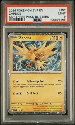 2024 POKEMON SVP EN-SV BLACK STAR PROMO #157 ZAPDOS PSA 9 - Image 1