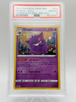 2020 Pokemon Gengar Champions Path Special Pin Coll. Holo Promo SWSH052 PSA 10 - Image 1