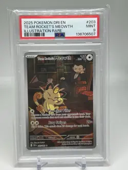 POKEMON TCG - DESTINED RIVALS - TEAM ROCKET'S MEOWTH 203/182 - PSA 9 - Image 1