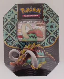 Pokemon TCG Scarlet & Violet Paldean Fates Great Tusk EX Tin New Factory Sealed - Image 4