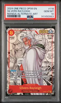 2024 ONE PIECE OP08-TWO LEGENDS MANGA ALTERNATE ART #118 SILVERS RAYLEIGH PSA 10 - Image 1