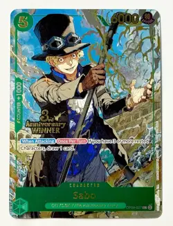 One Piece Sabo 3rd Anniversary Stamped WINNER Gold Foil Promo English OP09-027 - Image 1