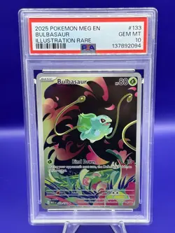 Bulbasaur 133/132 Me01: Mega Evolution Holo Illustration Rare PSA 10 Pokemon - Image 1