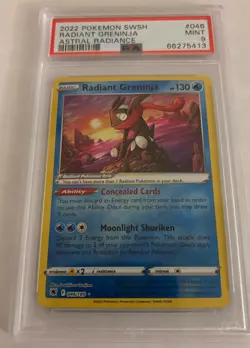 2022 Pokemon Astral Radiance #046 Radiant Greninja PSA 9 Card MINT - Image 1