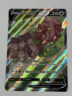 Pokemon TCG Greedent V Fusion Strike Holo Card 257/264 Full Art Ultra Rare NM - Image 3