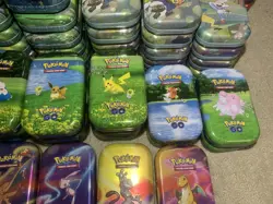 Mega Lot of Empty Pokemon TCG Tins-Over 200 Tins!! With Cards and Coins 🔥🔥 - Image 5