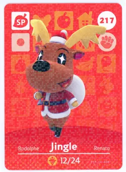 Jingle #217 - Amiibo Card Animal Crossing Series 3 Authentic Nintendo Christmas - Image 1