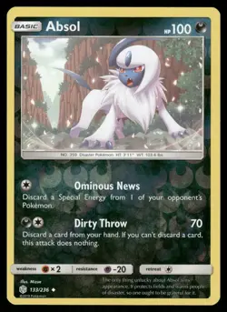 Absol 133/236 Uncommon Cosmic Eclipse Pokemon Reverse Holo Lightly Played - Image 1