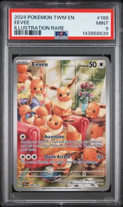 Pokemon Eevee 188/167 Illustration Rare Twilight Masquerade 188 MINT PSA 9 - Image 1
