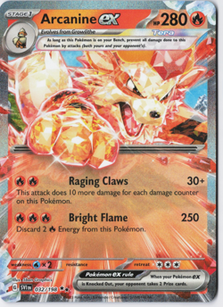 Pokemon Arcanine ex 032/198-Scarlet & Violet Base Set Double Rare Holo Foil-NM - Image 1