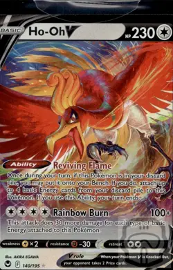 Ho-Oh V 140/195 Holo V Rare Silver Tempest Pokemon Holo NM/M - Image 3