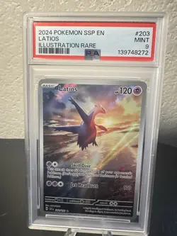 POKEMON 2024 SURGING SPARKS LATIOS ILLUSTRATION RARE 203 PSA 9 - Image 1
