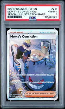 2024 POKEMON TEF EN-TEMPORAL FORCES #211 MORTY'S CONVICTION PSA 8 - Image 1