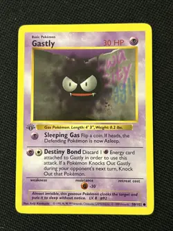 Pokemon Gastly 050/102 (1st Edition) (Shadowless) (NEVER PLAYED) *Near Mint* - Image 1