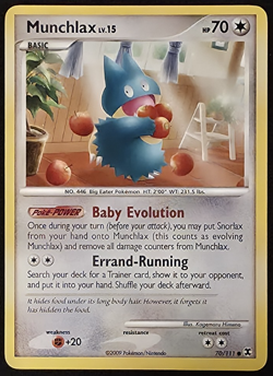 Munchlax 70/111 Non-Holo Pokemon Platinum Rising Rivals LP - Image 1
