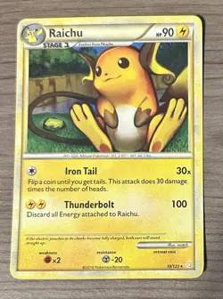 2010 Pokemon Card Raichu 10/123 Holo TCG HeartGold SoulSilver HGSS - Image 1