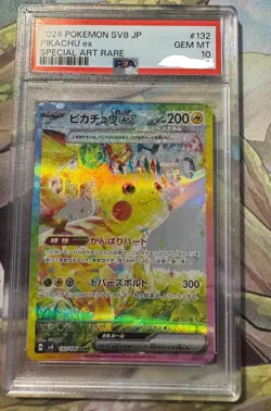 Pokemon SV8 Pikachu ex SAR #132 PSA 10 - Image 1