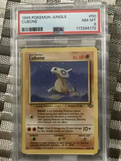 Pokemon Jungle Cubone TCG 50/64 Common 1st Edition Regular Card PSA 8 - Image 1