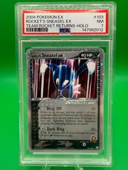 Pokemon Rocket's Sneasel ex EX Team Rocket Returns Holo Ultra Rare #103 PSA 7 - Image 4