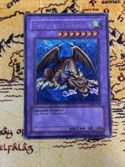 Yugioh Thousand Dragon MRD-143 Secret Rare Unlimited REVERSE FOIL ERROR DMG - Image 1