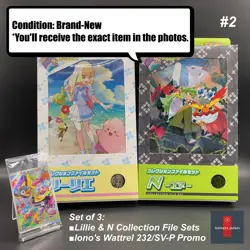 POKEMON CARD COLLECTION FILE SET Lillie & N W/ PROMO - Iono's Wattrel 232/SV-P - - Image 2