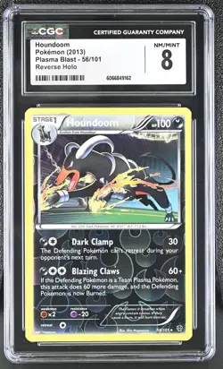CGC 8 Houndoom 2013 Plasma Blast 56/101 Reverse Holo Pokemon Card - Image 1