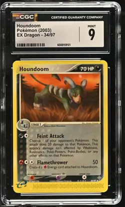 CGC 9 MINT Houndoom 2003 EX Dragon 34/97 Pokemon Card - Image 1