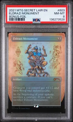 2021 MTG SECRET LAIR DROP BONUS-FOIL #603 ELDRAZI MONUMENT PSA 8 - Image 1
