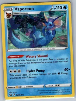 Vaporeon SWSH072 Holo SWSH: Sword & Shield Promo Cards - Pokemon Card - NM - Image 1