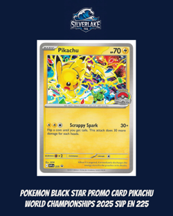 Pokemon Black Star Promo Card Pikachu World Championships 2025 SVP EN 225 - Image 1