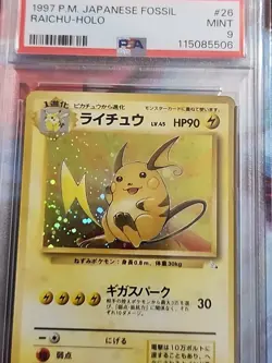 1997 Pocket Monsters Pokemon Japanese Fossil Raichu Holo #26 PSA 9 - Image 2