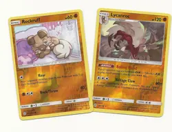 LYCANROC 124/236 & ROCKRUFF 123/236 -2 EVO Pokemon Set COSMIC ECLIPSE REV HOLO - Image 1