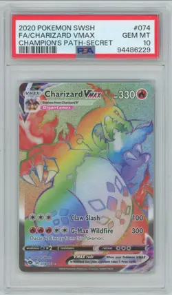 PSA 10 Charizard Vmax 074/073 Champion's Path Secret Rare Full Art Pokemon - Image 2