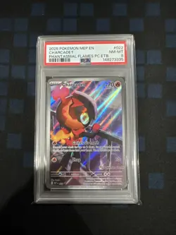2025 POKEMON PHANTASMAL FLAMES POKEMON CENTER ETB #022 CHARCADET PSA 8 - Image 1