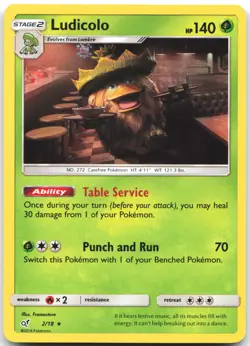 Ludicolo 2/18 Rare Detective Pikachu Pokemon Holo Near Mint - Image 1
