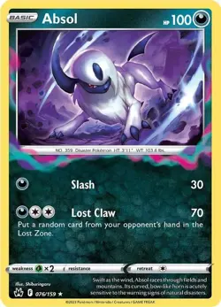 Absol 076/159 Reverse Holo Rare LP-NM - Pokemon TCG Sw&Sh Crown Zenith CRZ - Image 3