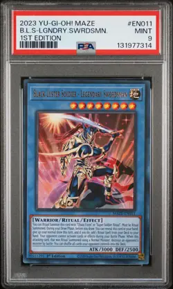 2023 YU-GI-OH! MAZE OF MEMORIES BLACK LUSTER SOLDIER-LEGENDARY SWORDSMAN PSA 9 - Image 1