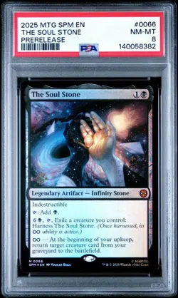 2025 MTG The Soul Stone Marvel's Spider-Man #0066 PreRelease PSA 8 - Image 3