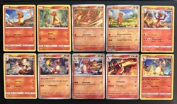 10x Charmander Charmeleon Charizard Pokemon Card Set With Holos Fire Type - Image 1