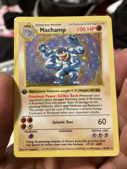 Machamp 8/102 Base Set 1st Edition Shadowless Holo Rare 1999 Pokemon Wizards - Image 1