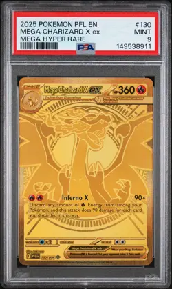 2025 POKEMON PFL EN-PHANTASMAL FLAMES MEGA HYPER RARE MEGA CHARIZARD X EX PSA 9 - Image 1