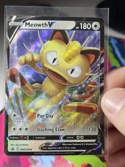 MEOWTH V & MEOWTH VMAX SWSH004 SWSH005 HOLO BLACK STAR PROMO NM POKEMON TCG SET - Image 4