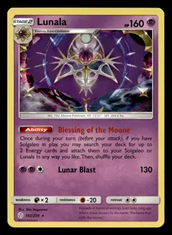 Lunala 102/236 Rare Cosmic Eclipse Holo Pokemon NM - Image 1