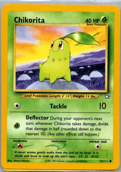 Pokemon TCG Chikorita 53/111 Neo Genesis LP - Image 1