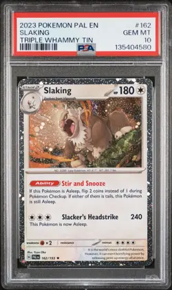 2023 POKEMON PAL EN-PALDEA EVOLVED TRIPLE WHAMMY TIN #162 SLAKING PSA 10 - Image 1