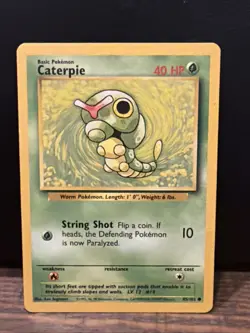 (B27) Caterpie Common Base Set 45/102 LP Pokemon - Image 1